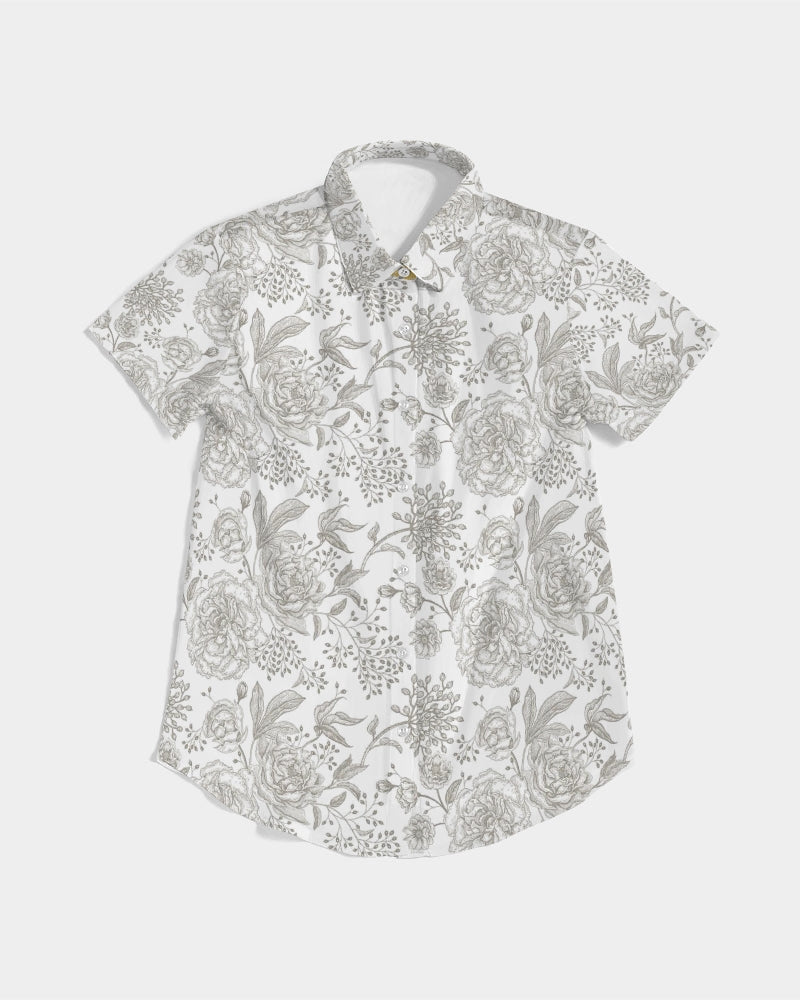 Winter Rose Short Sleeve Button Up