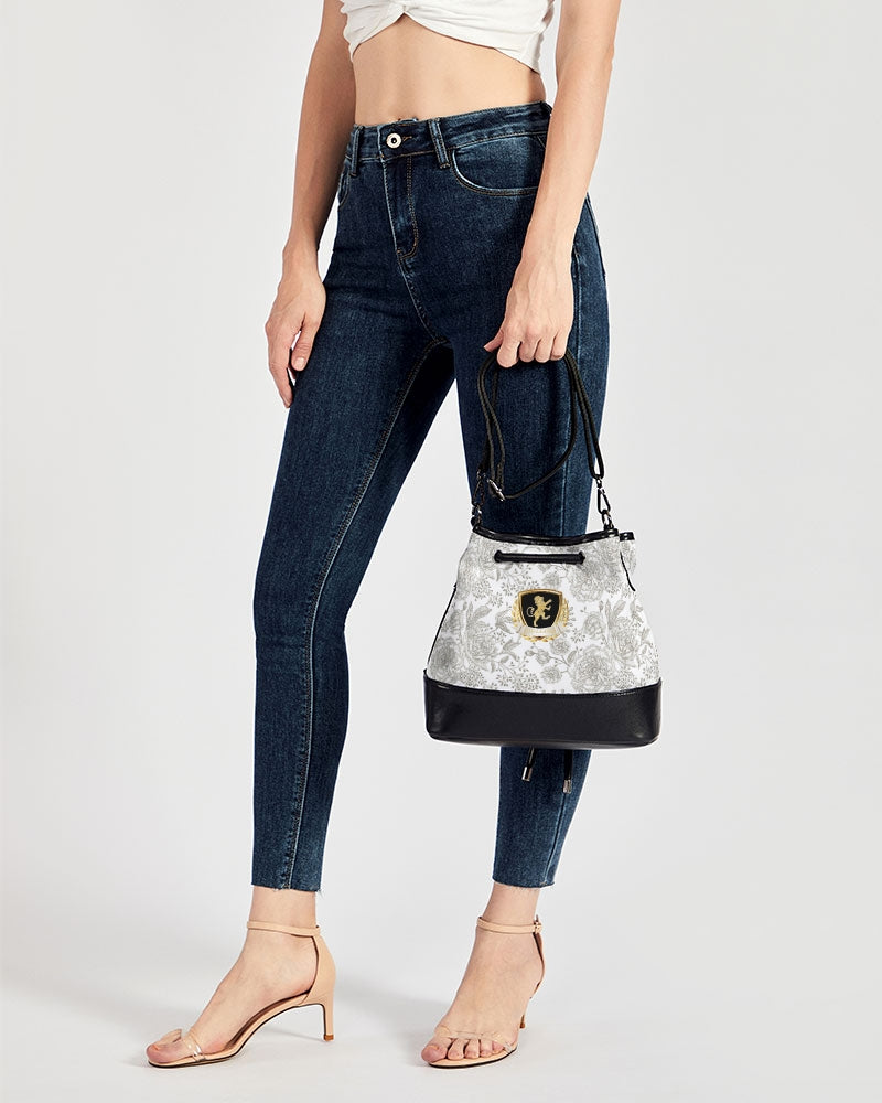 Winter Rose Mini Drawstring Bucket Bag
