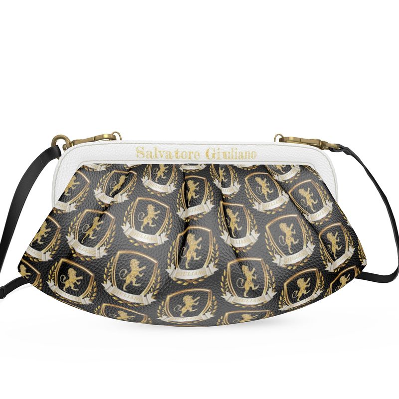 Giuliano Designer Leather Pleated Soft Frame Crossbody Bag