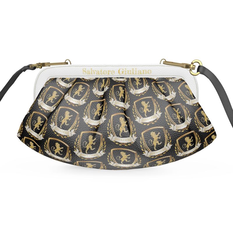 Giuliano Designer Leather Pleated Soft Frame Crossbody Bag