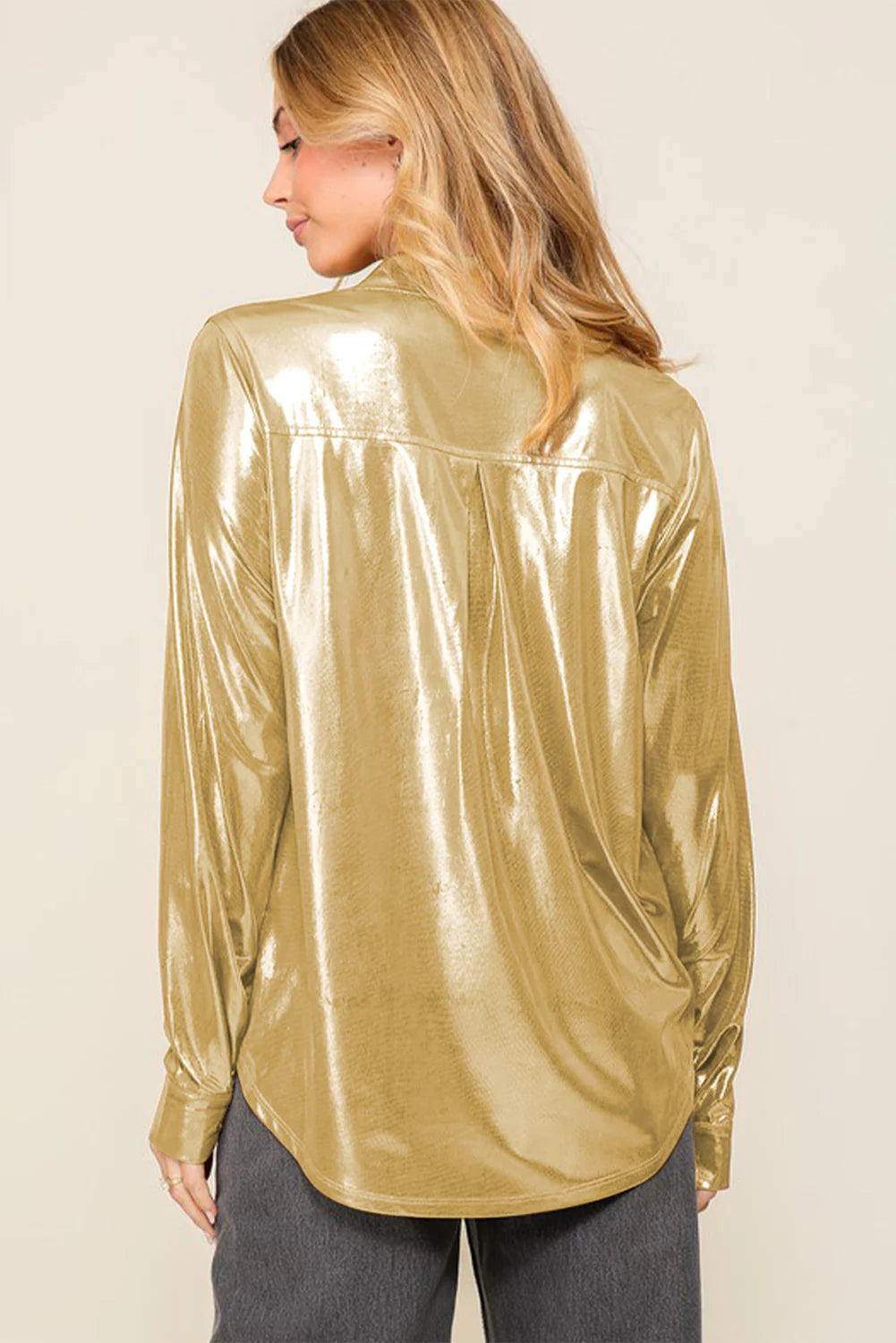 Metallic Luster Chest Pocket Shirt