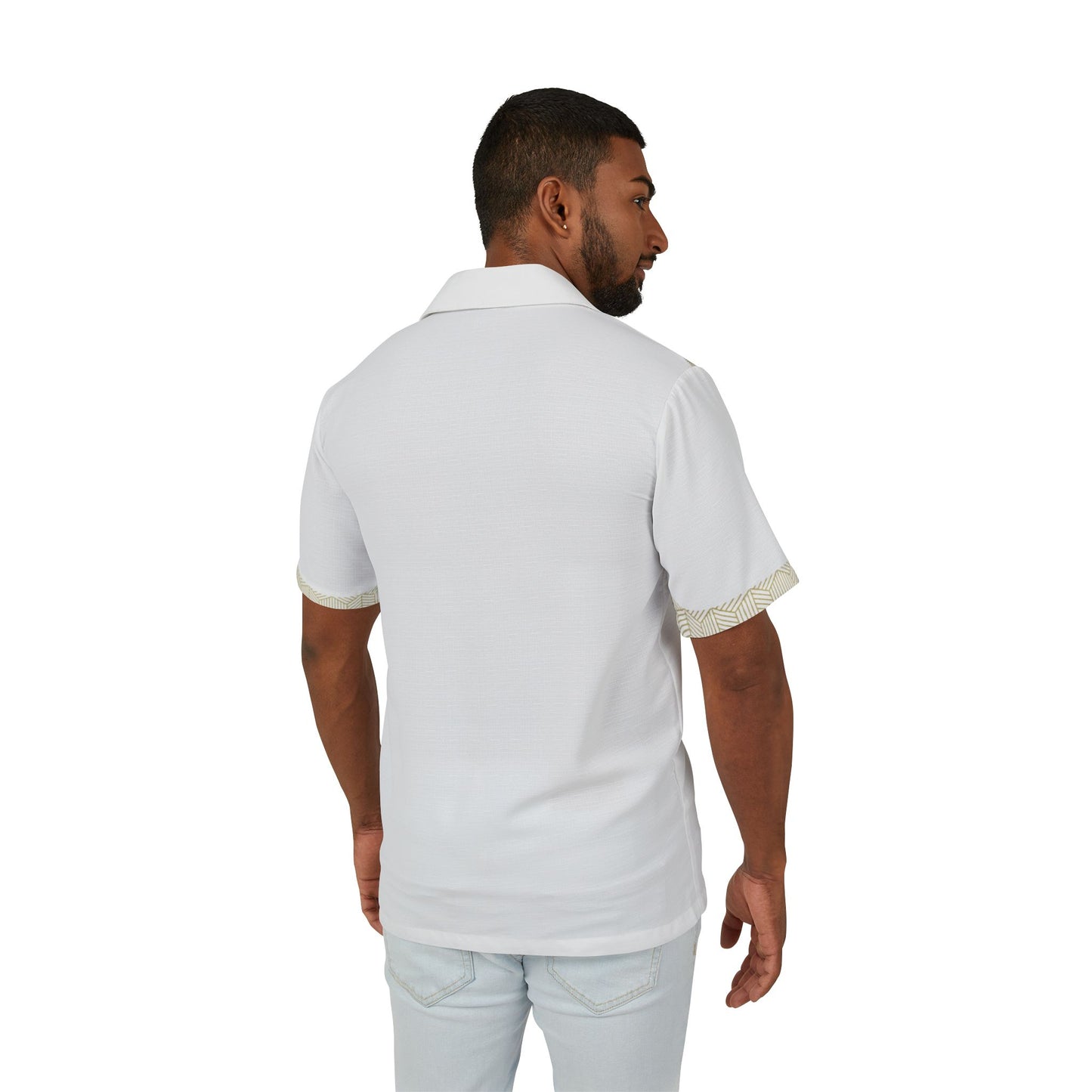 White Gold Button Up Short Sleeve Shirt