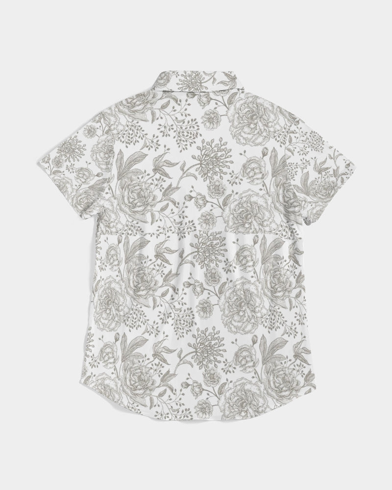Winter Rose Short Sleeve Button Up
