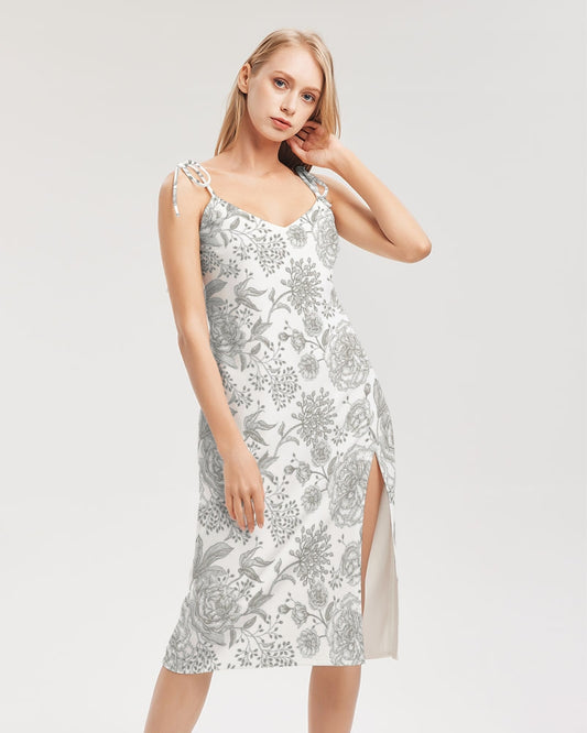 Winter Rose Tie Strap Split Dress