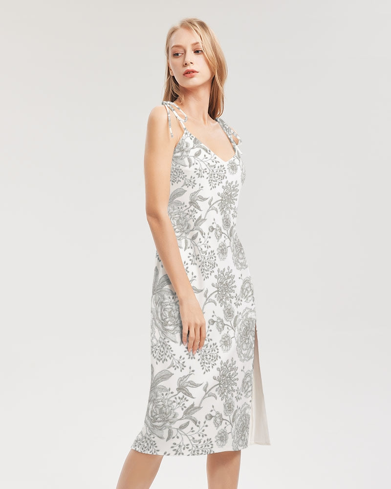 Winter Rose Tie Strap Split Dress