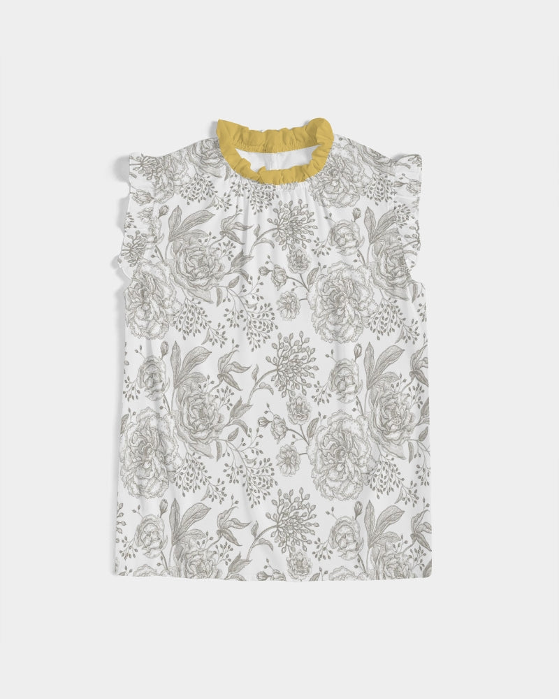 Winter Rose Ruffle Sleeve Top