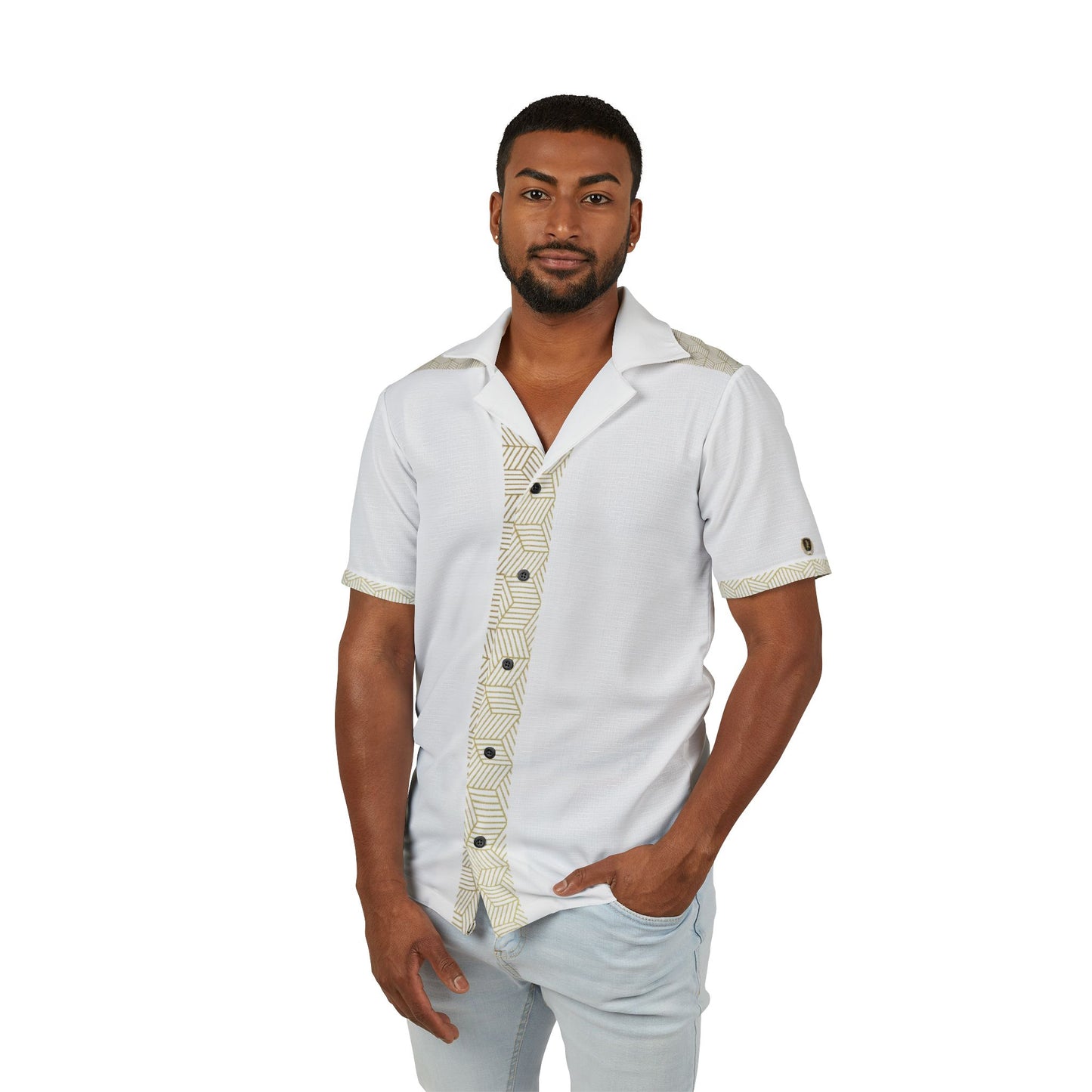 White Gold Button Up Short Sleeve Shirt