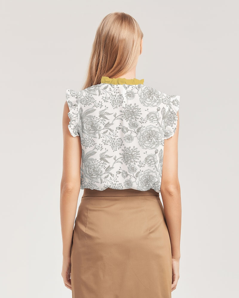 Winter Rose Ruffle Sleeve Top
