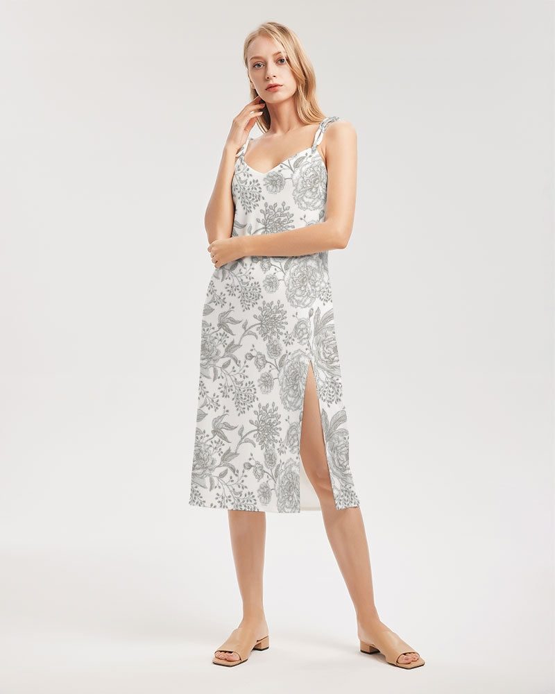 Winter Rose Tie Strap Split Dress