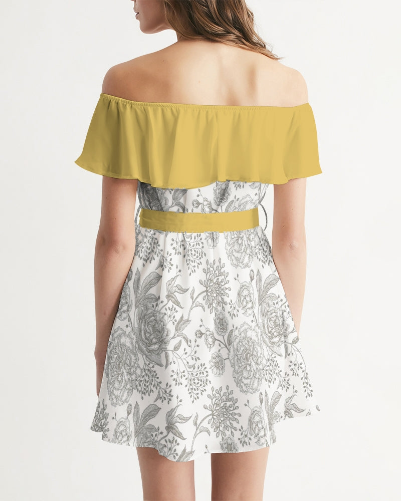Winter Rose Off-Shoulder Dress