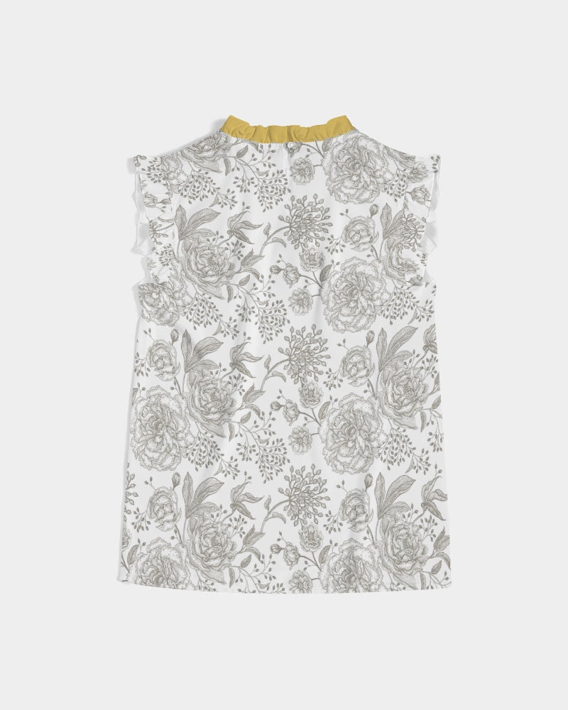 Winter Rose Ruffle Sleeve Top